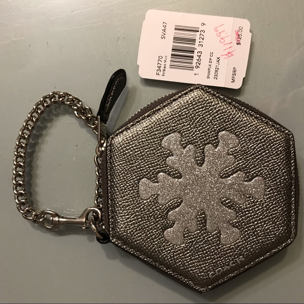 NWT Coach glitter snowflake coin purse